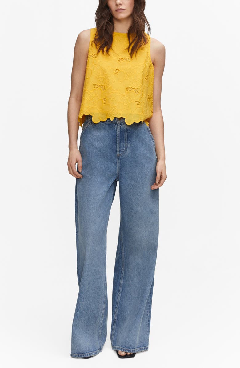 MANGO Embroidered Cotton Tank, Alternate, color, 