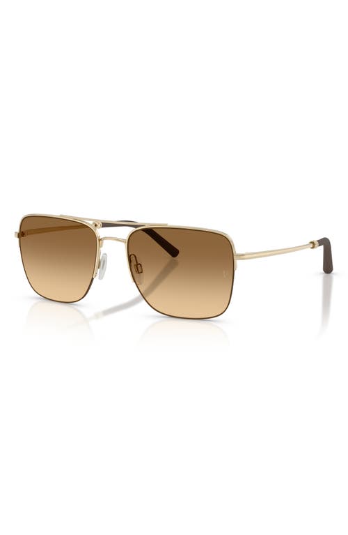 Oliver Peoples Roger Federer 56mm Semirimless Pilot Sunglasses In Gold