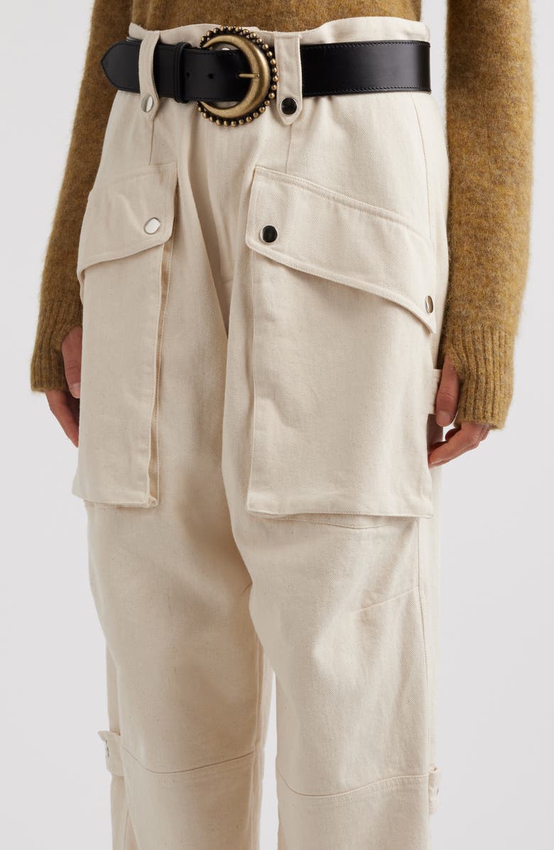 Isabel Marant Étoile Jannick Cargo Ankle Jeans, Alternate, color, Ecru