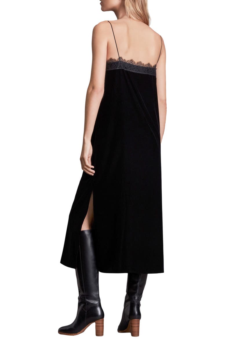 AllSaints Noa Midi Slipdress, Alternate, color, Black