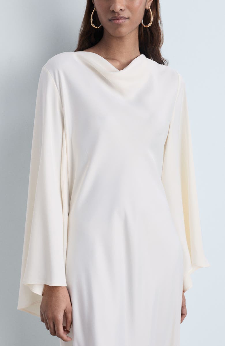 MANGO Cowl Neck Long Sleve Satin Maxi Dress, Alternate, color, 