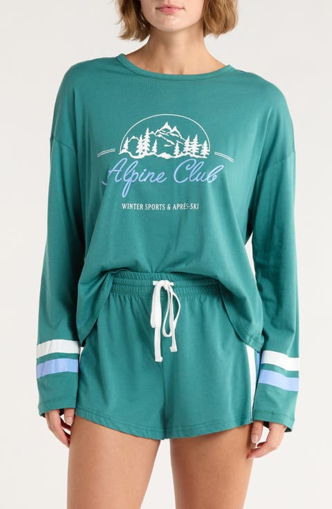 Long Sleeve Graphic T-Shirt & Shorts Pajamas