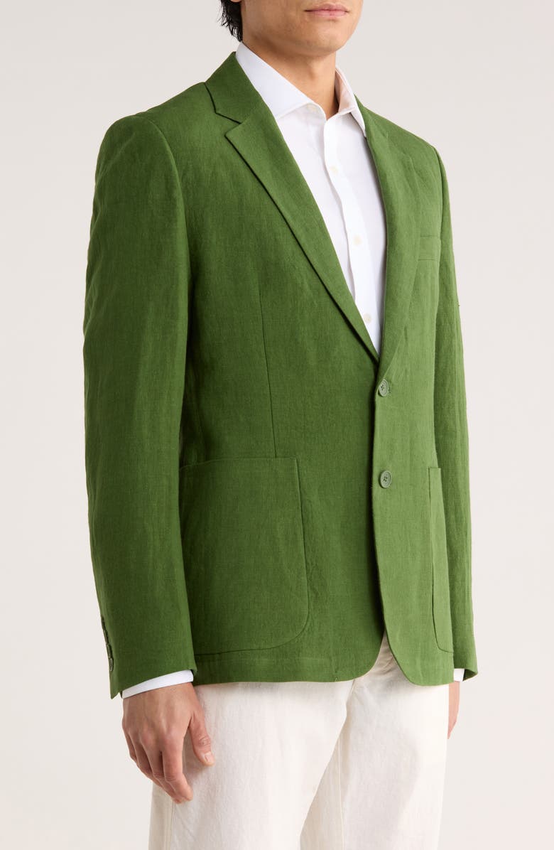 Percival Tailored Fit Solid Linen Blazer, Alternate, color, Forest