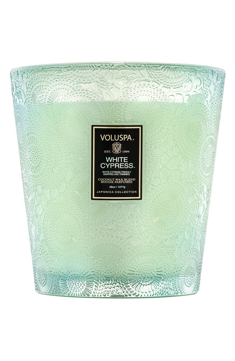 Voluspa White Cypress Three-Wick Hearth Candle, Alternate, color,