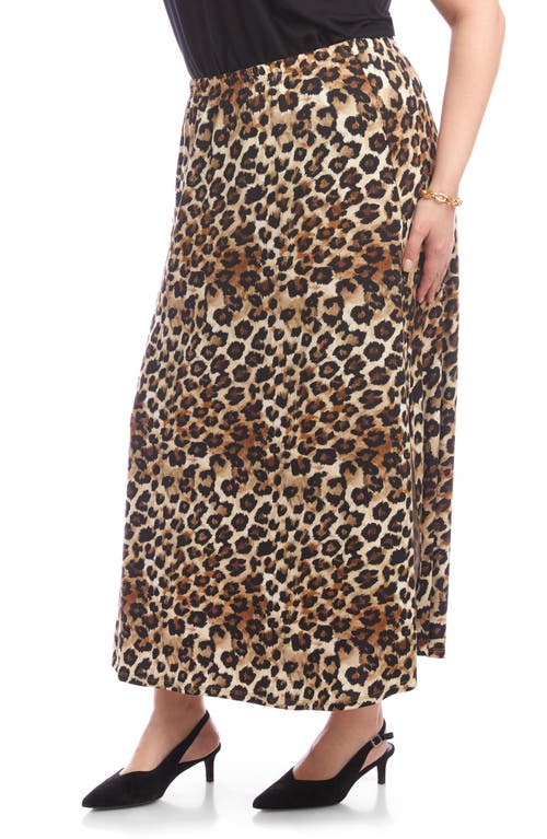 Karen Kane Leopard Print Side Slit Maxi Skirt In Brown