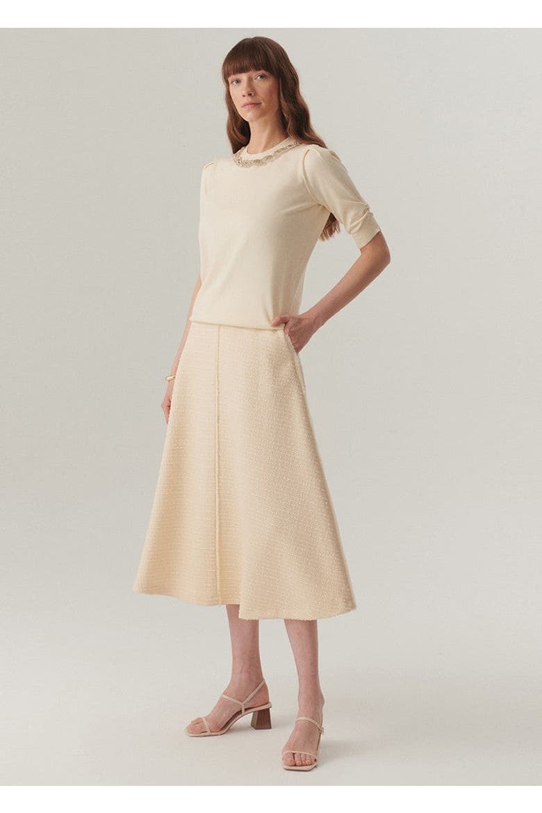 Ruth Midi Flared Skirt, Alternate, color, ECRU