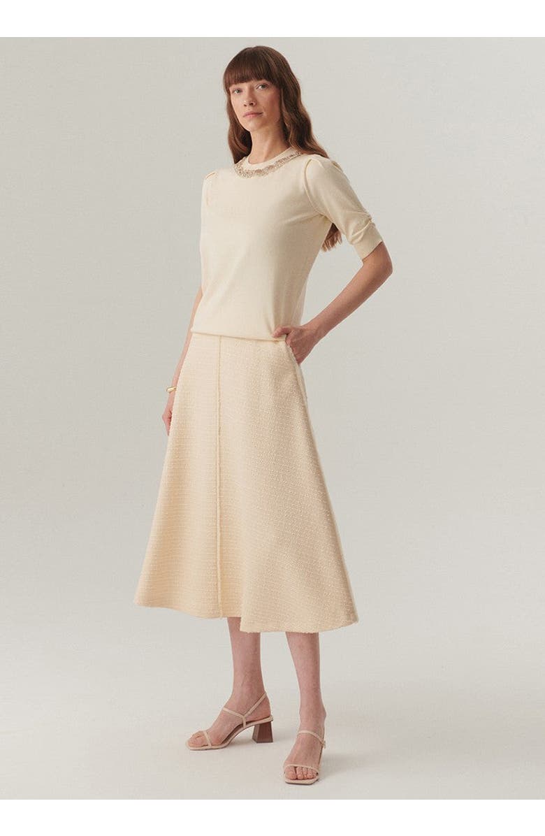 Exquise Ruth Midi Flared Skirt, Alternate, color, Ecru