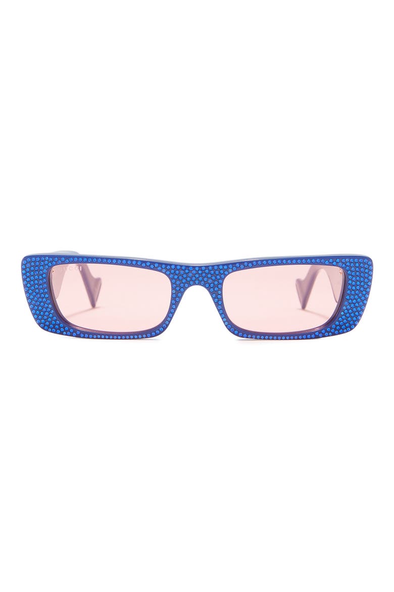 57mm Rectangle Sunglasses, Main, color, BLUE CRYSTAL