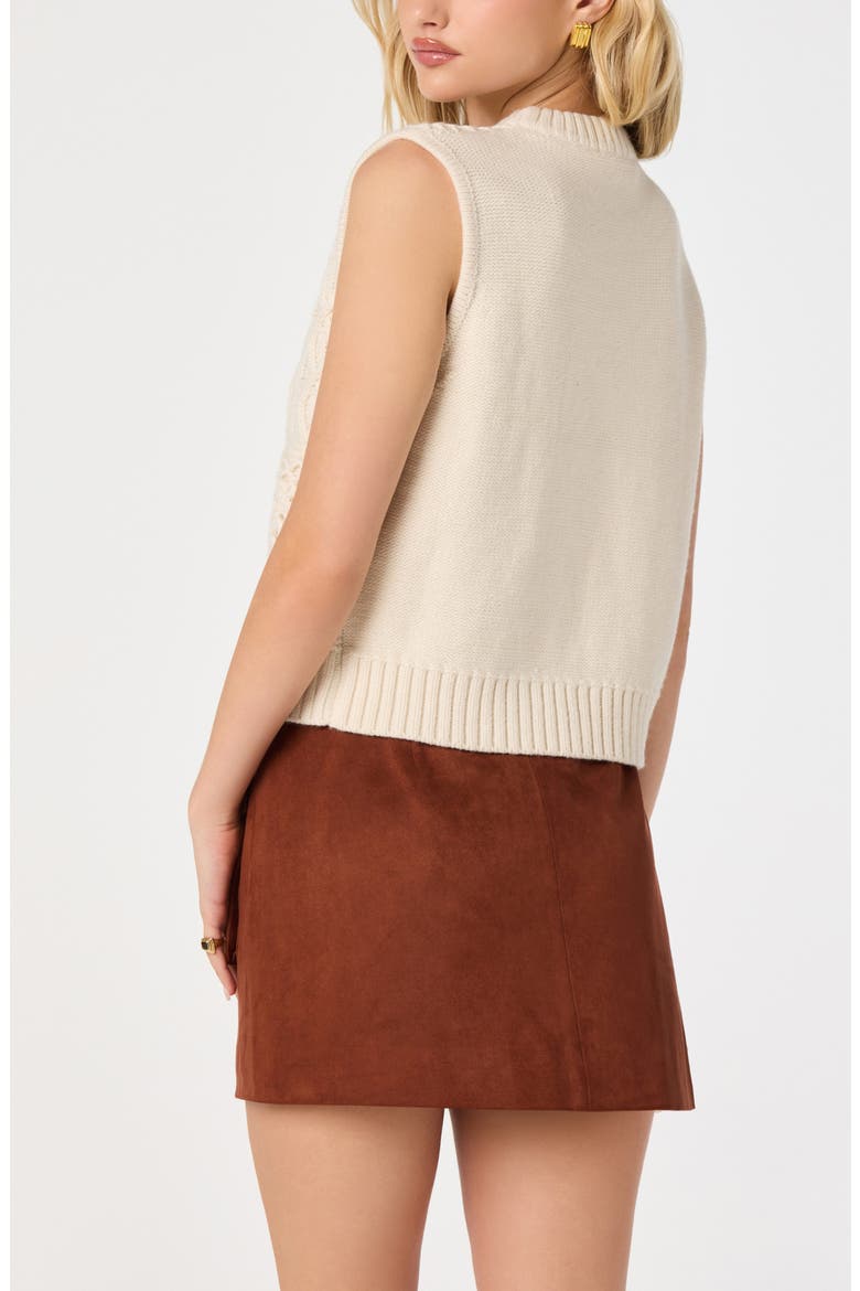 Edlyn Patchwork Cable Knit Sweater Vest, Alternate, color, CREAM