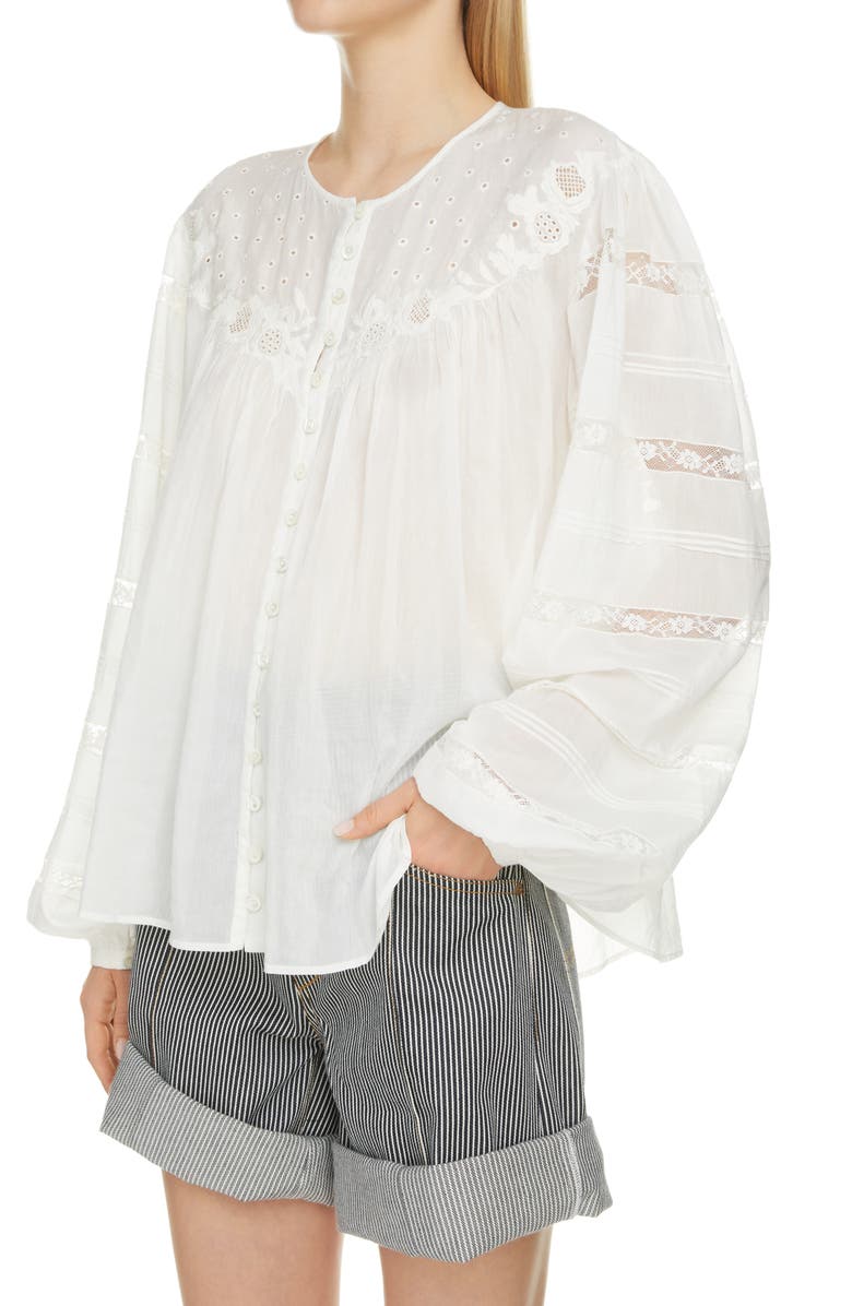 Isabel Marant Gregoria Cotton & Silk Voile Blouse, Alternate, color,