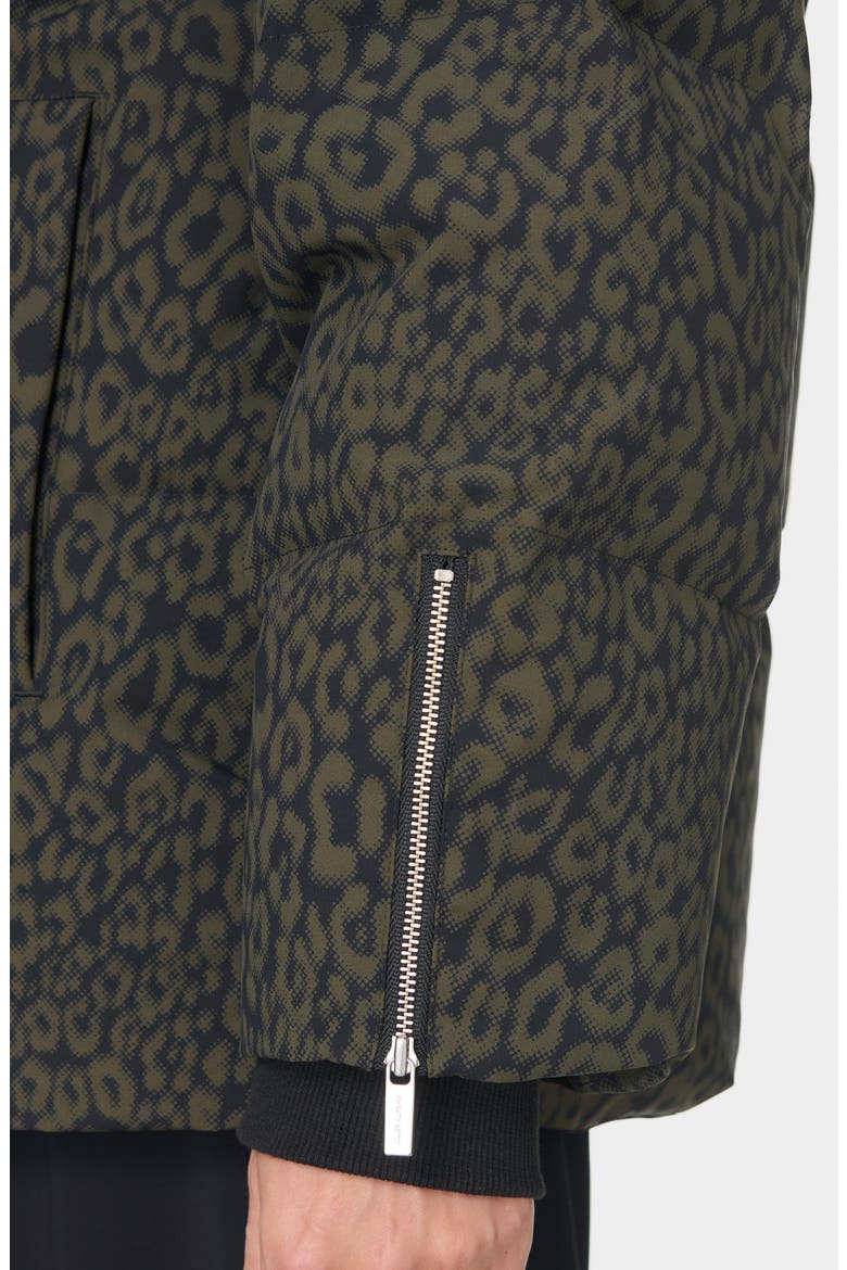 CloudWeight Water Resistant Quilted Puffer Short Jacket, Alternate, color, LARGE GREEN LEOPARD PRINT