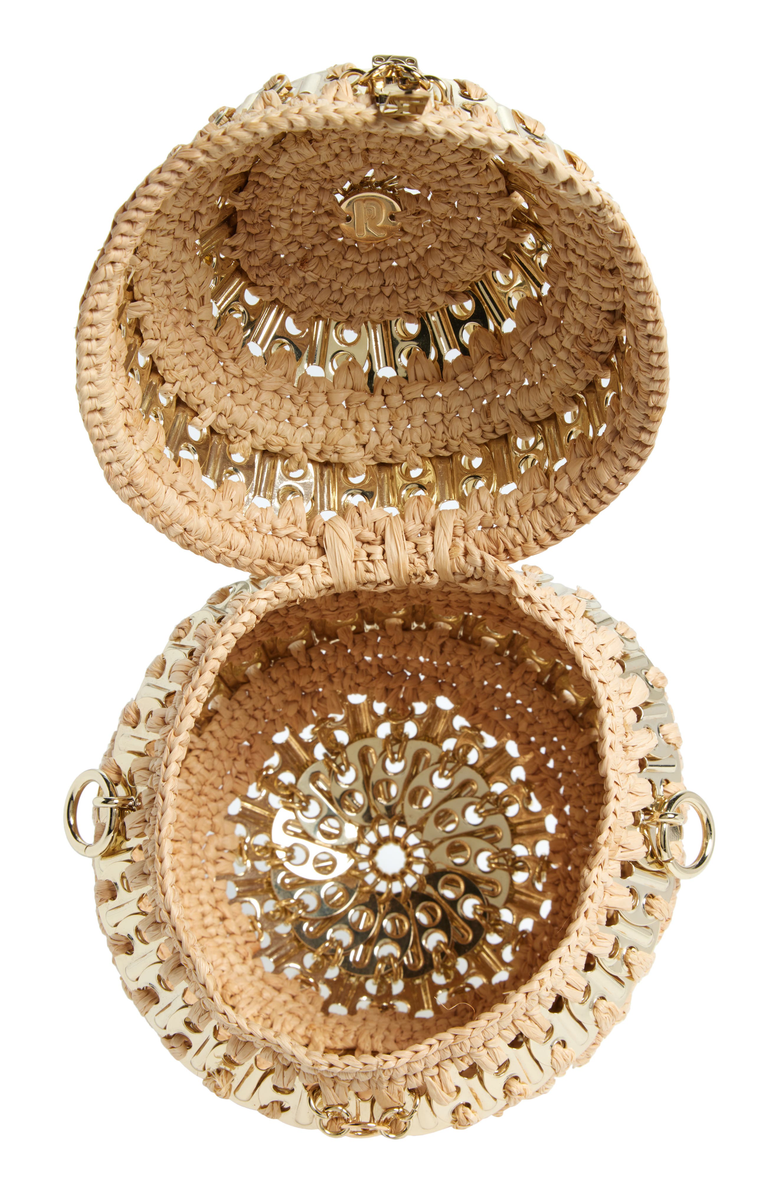 Rabanne 1969 Ball Raffia Shoulder Bag, Alternate, color, Natural / Light Gold