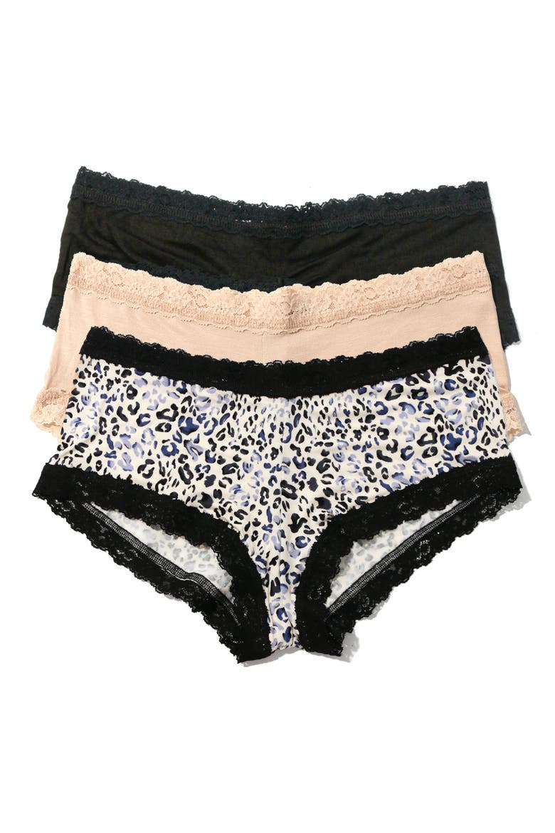 Dream Assorted 3-Pack Boyshorts, Main, color, BLACK/ CHAI/ SPOTTED