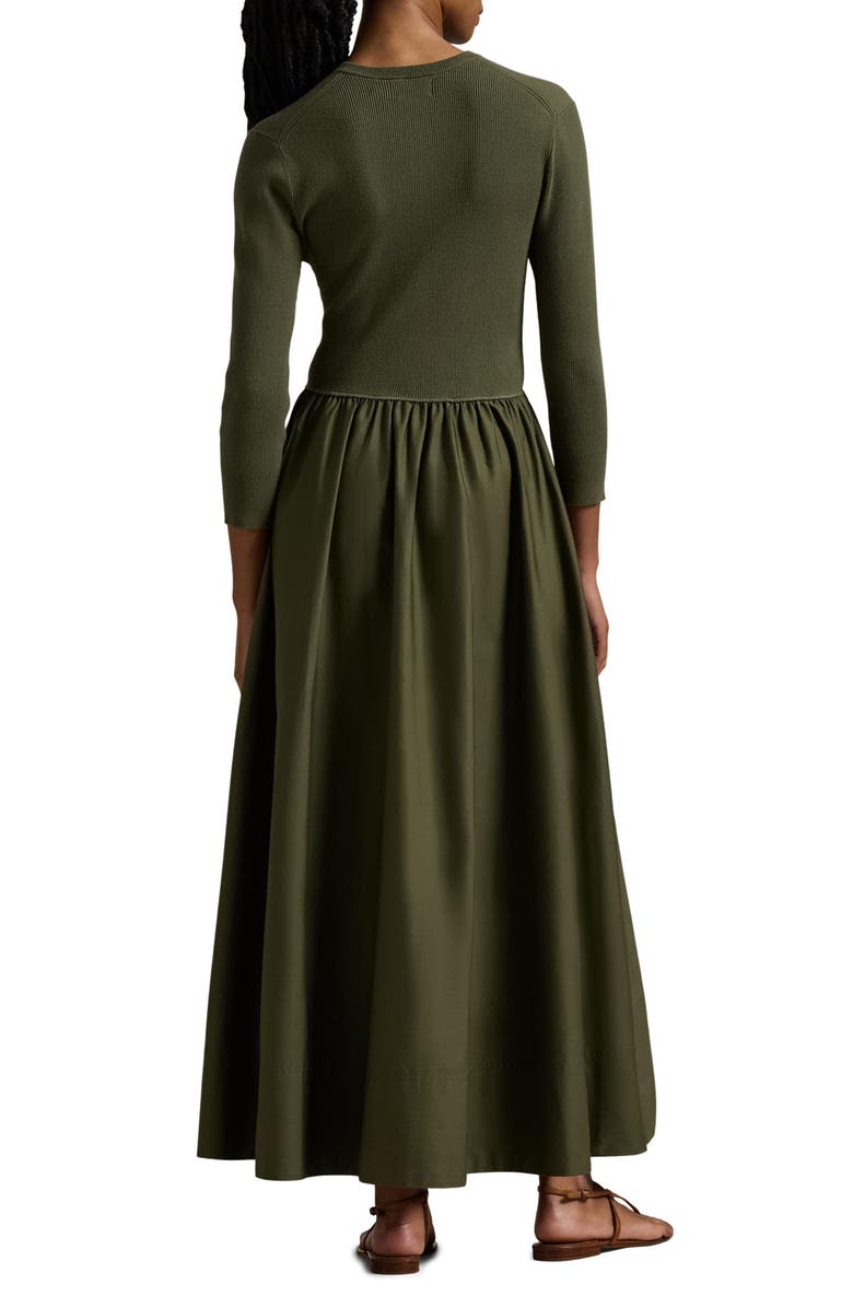 Polo Ralph Lauren Henley Long Sleeve Mixed Media Maxi Dress, Alternate, color, 