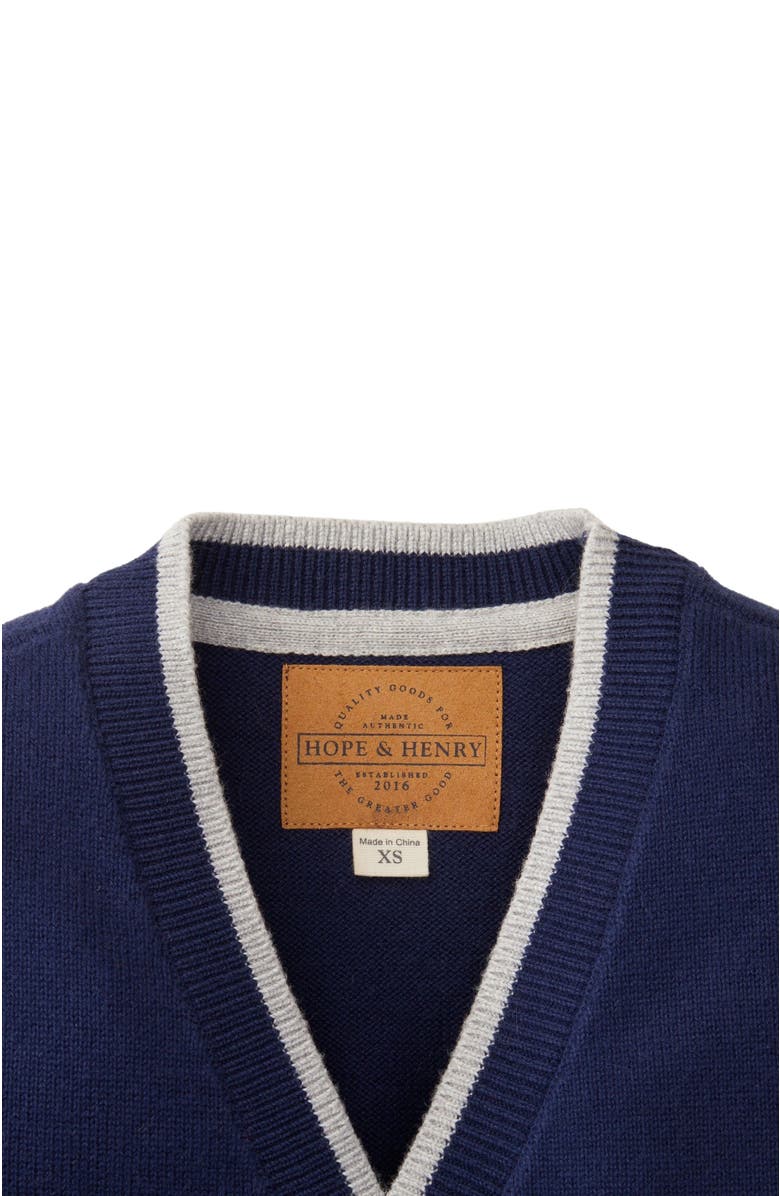Hope & Henry Baby Boys' Organic Tipped Cardigan with Elbow Patches, Infant, Alternate, color, Navy