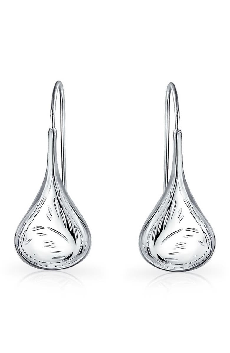 BLING JEWELRY Sterling Silver Etched Teardrop Earrings, Alternate, color,