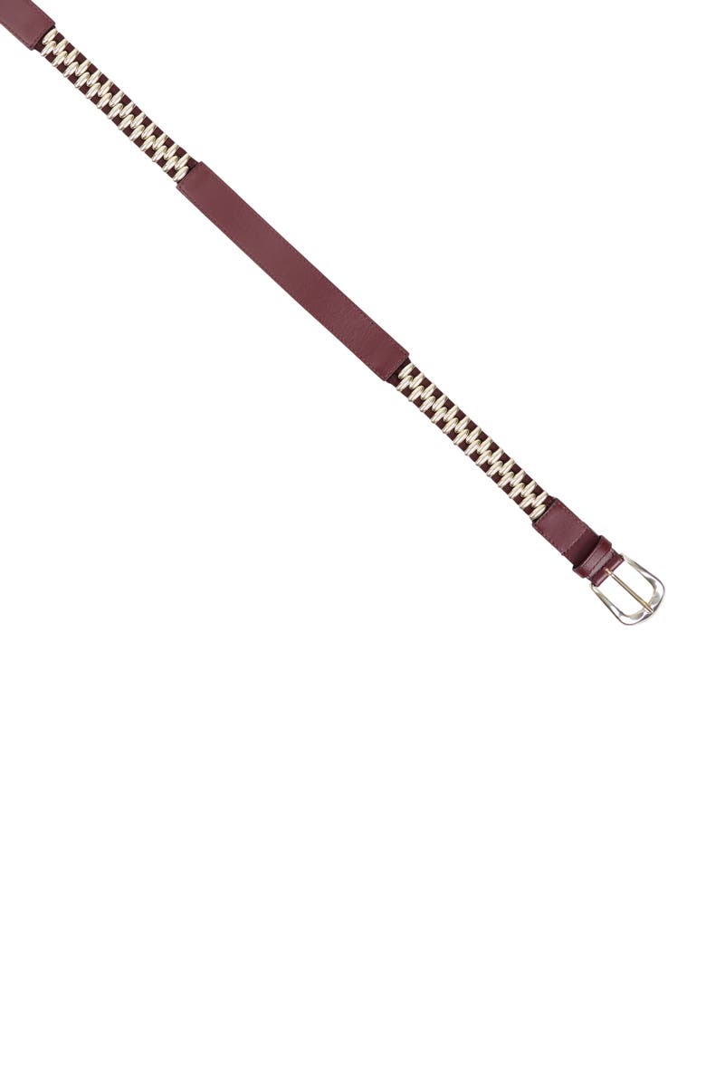 SANDRO Leather and metal belt, Alternate, color, Bordeaux