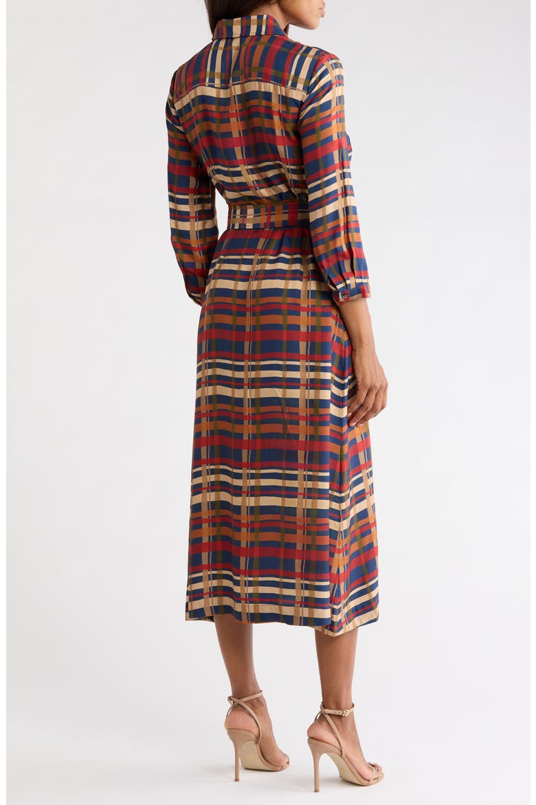 Freda Silk Blend Midi Shirtdress, Alternate, color, NAVY/ MULTI
