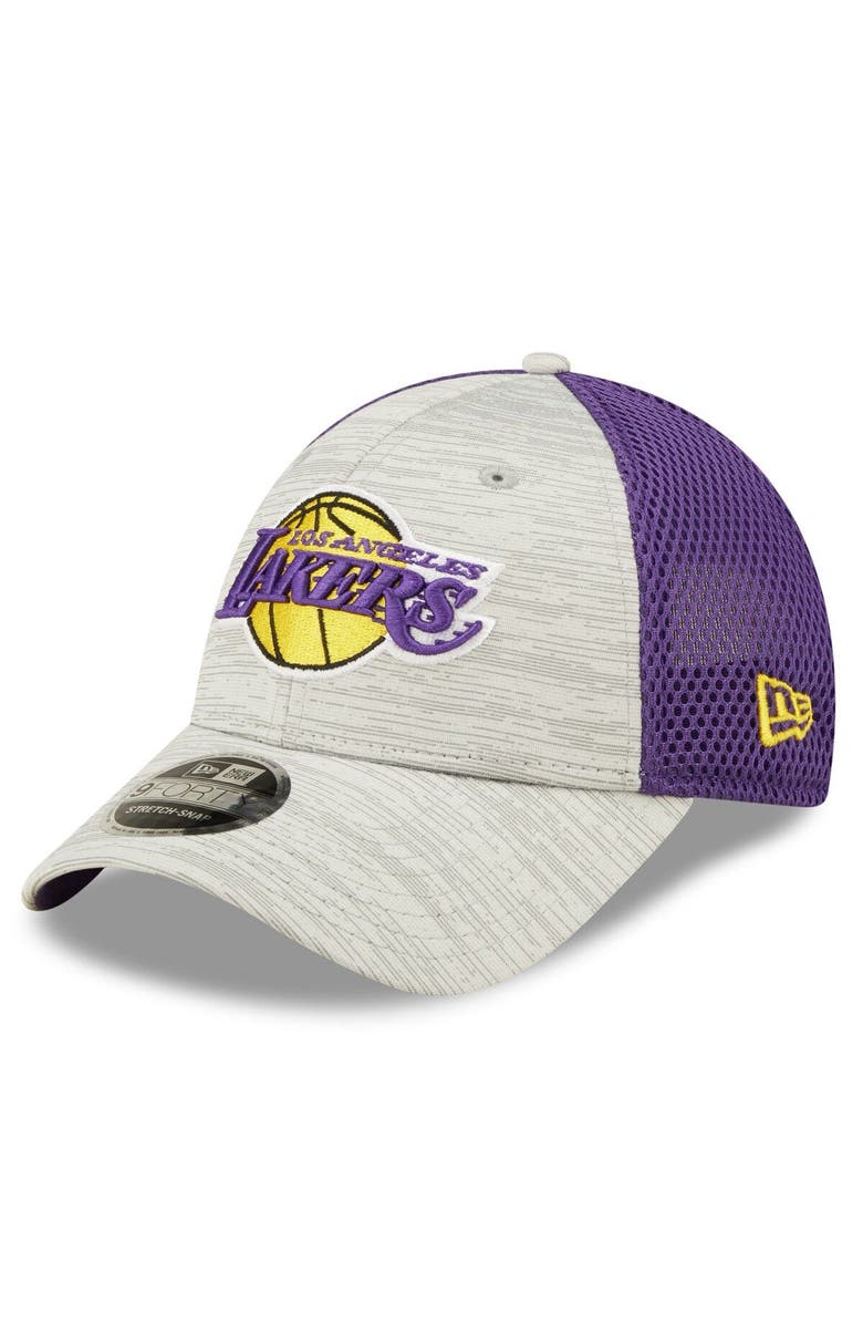 New Era Men's New Era Gray/Purple Los Angeles Lakers Active 9FORTY Snapback Hat, Main, color, 