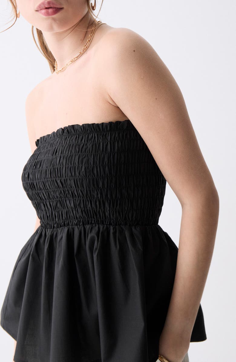 DELUC Palmeira Smocked Cotton Tube Top, Alternate, color,