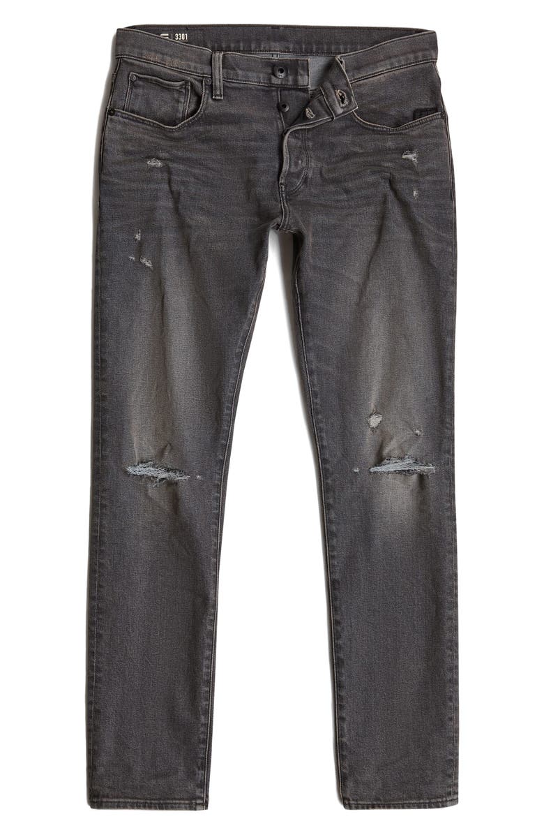 G-STAR 3301 Ripped Slim Fit Jeans, Alternate, color, 