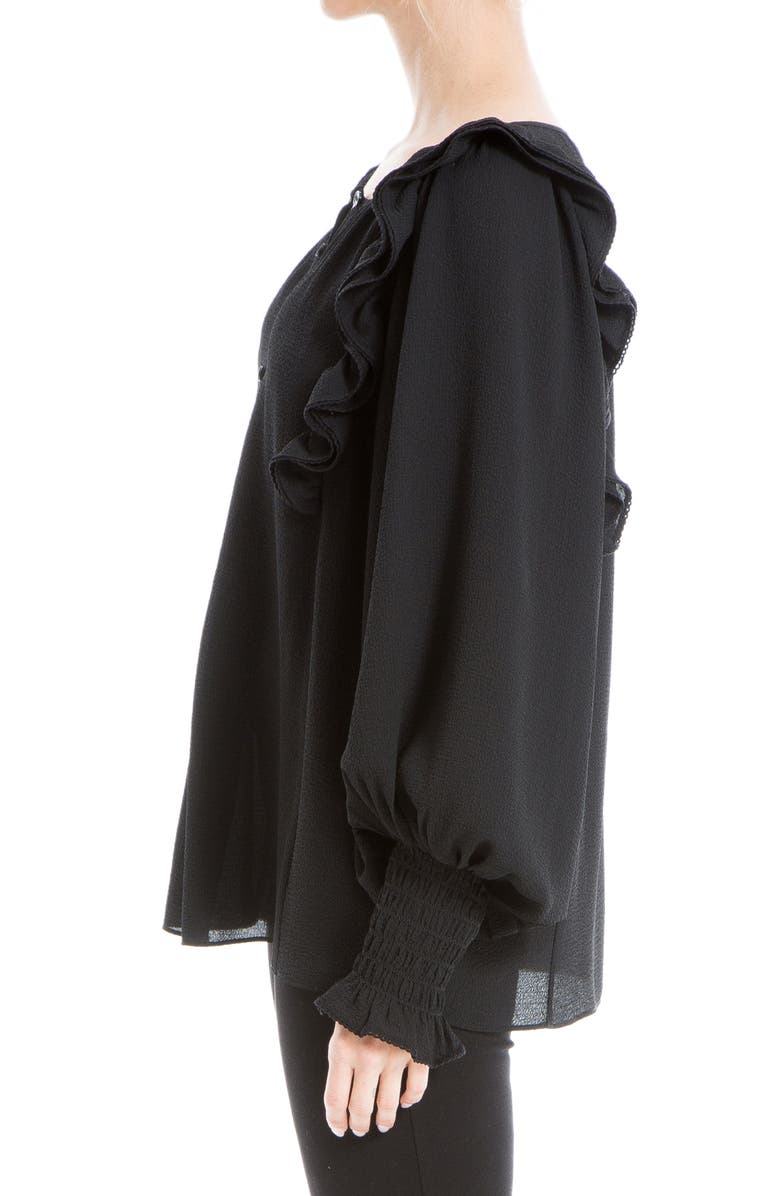 MAX STUDIO Ruffle Shoulder Top, Alternate, color, Black