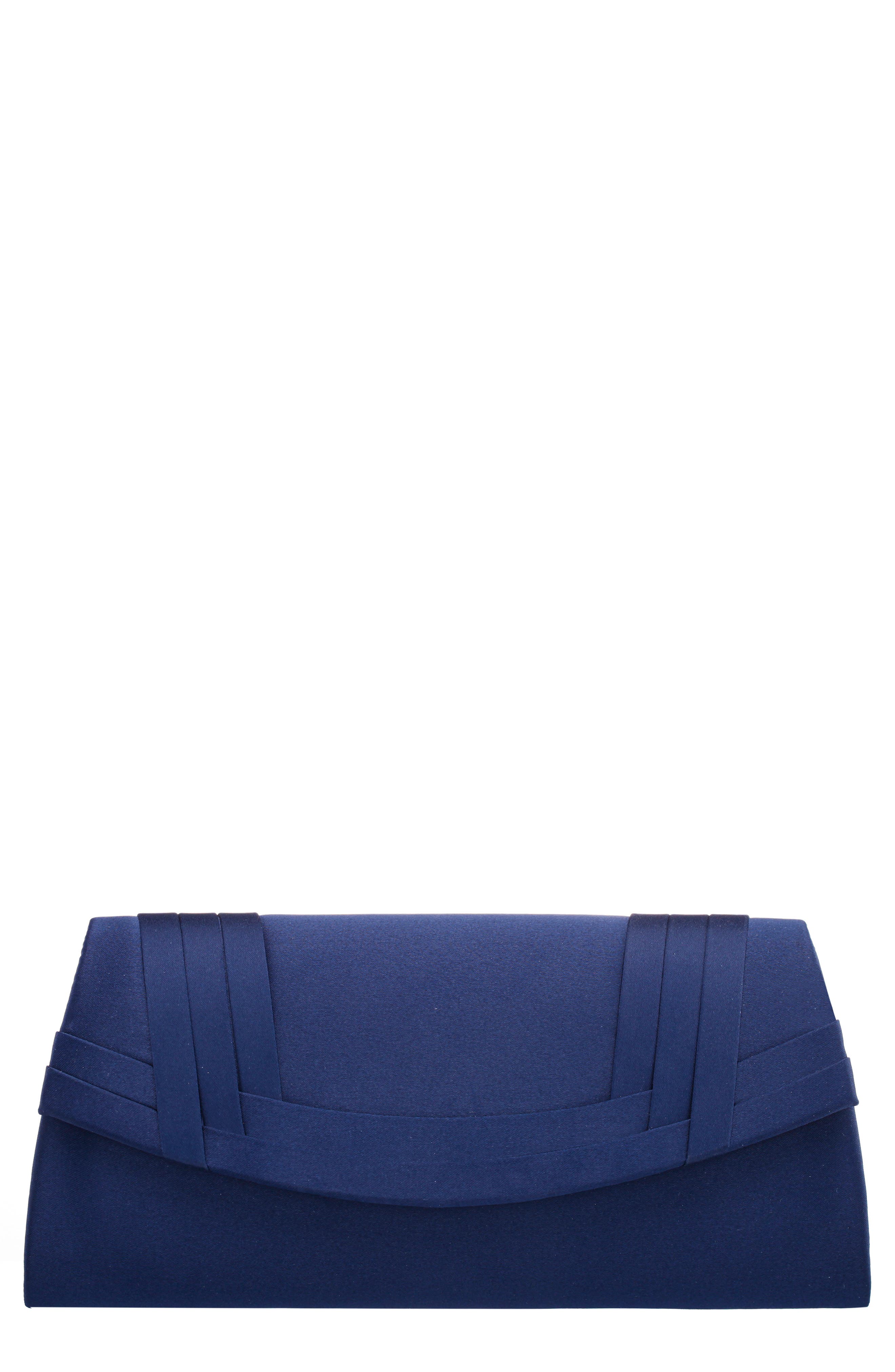 Nina Avis Pleated Clutch, Main, color, Navy