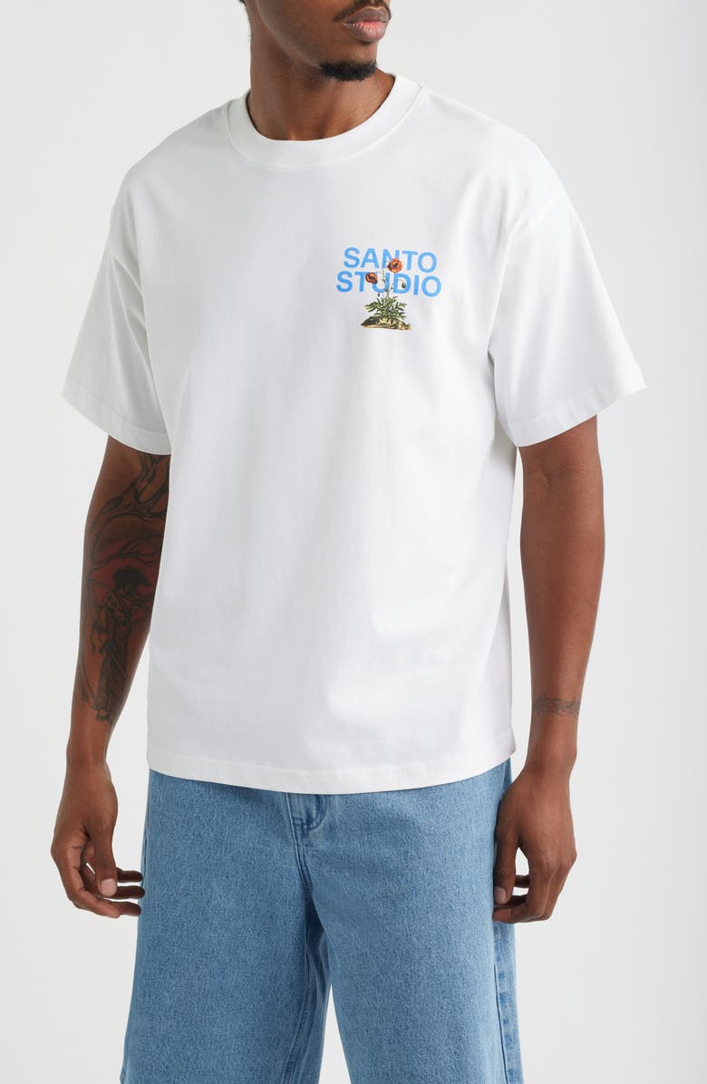 SANTO STUDIO Rooted in Love Cotton Graphic T-Shirt, Main, color, White