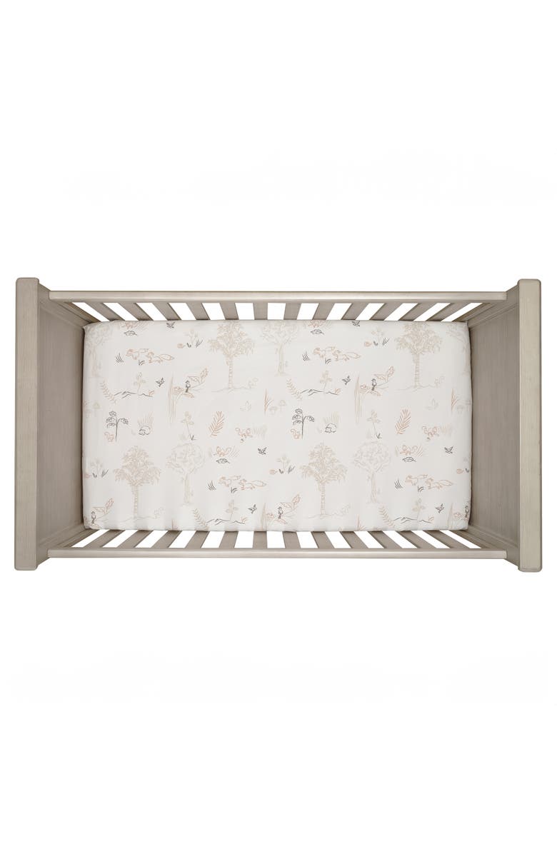 Lambs & Ivy Treetop Fox Woodland Breathable Cotton Fitted Crib/Toddler Sheet, Alternate, color, Cream