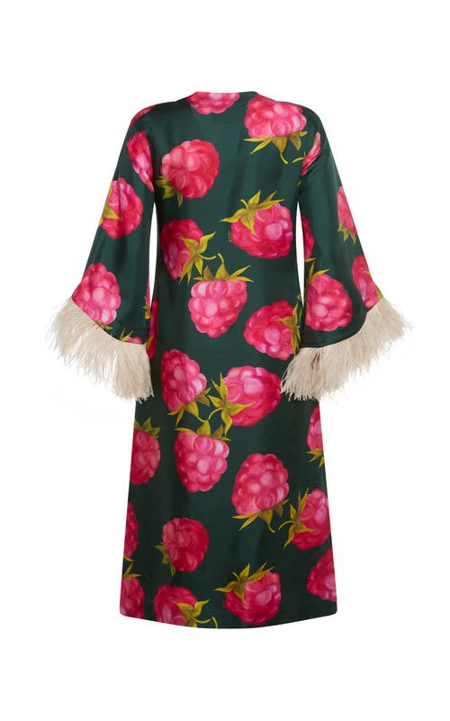 LA DOUBLEJ LA DOUBLEJ THE KAFTAN WITH FEATHERS LAMPONE EMERALD 