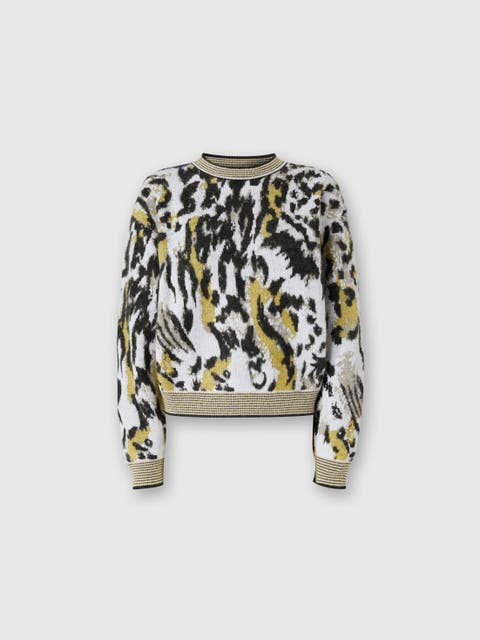 Boxy Crew Neck Sweater With Animalier Pattern