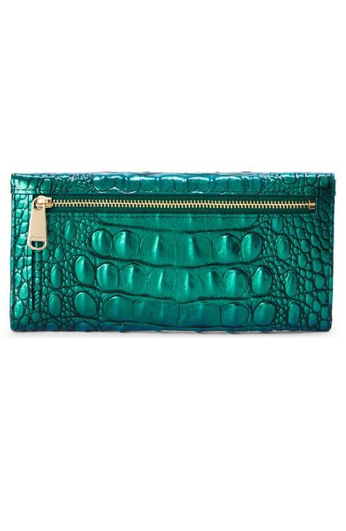 Brahmin Cordelia Croc Embossed Leather Wallet In Green