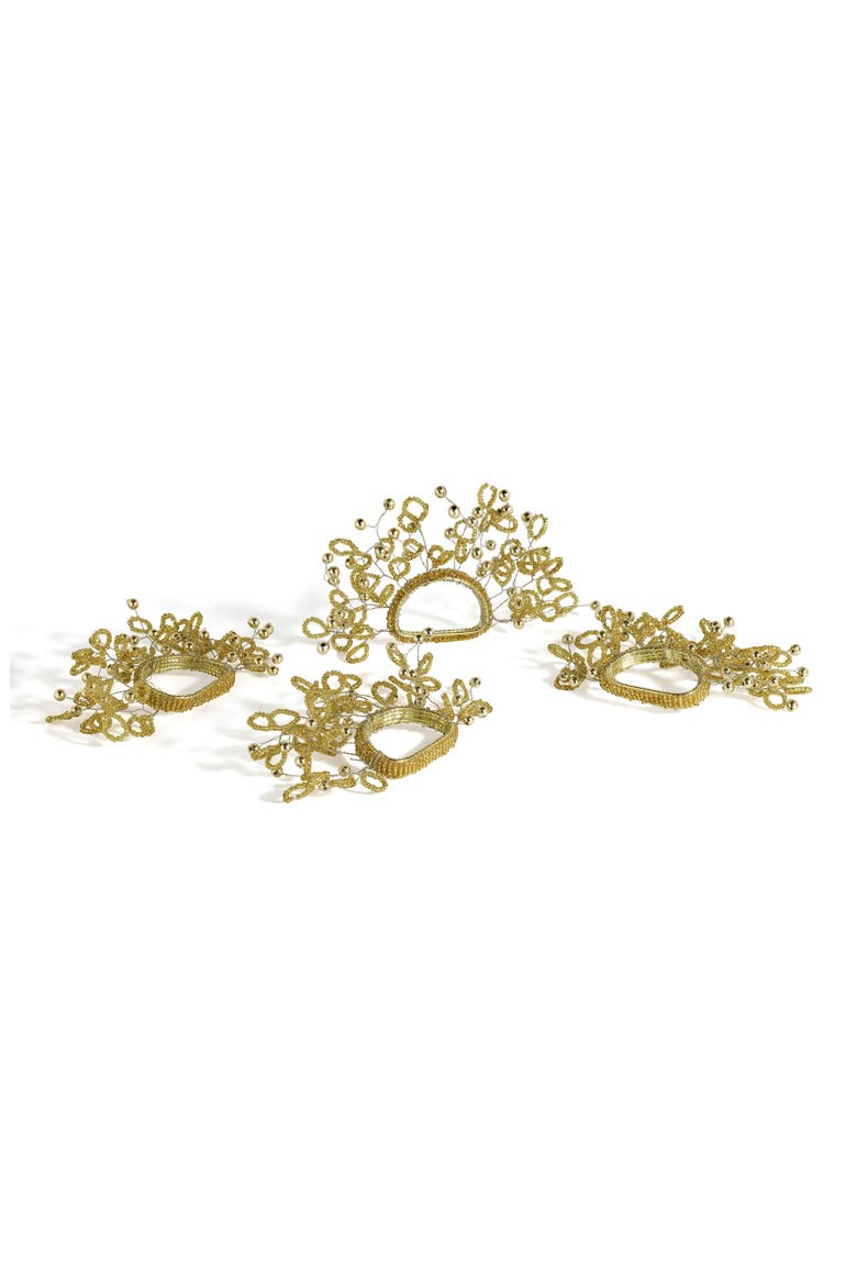 Golden Gleam Set of 4 Napkin Rings, Main, color, GOLD