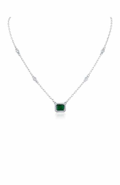 CZ by Kenneth Jay Lane Halo Cubic Zirconia Pendant Necklace