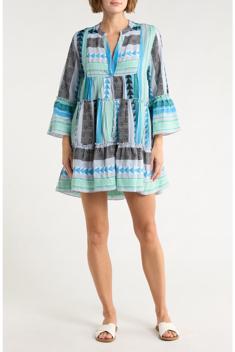 Grecian Cover-Up Dress, Main, color, BLUE/ GREEN ARROW