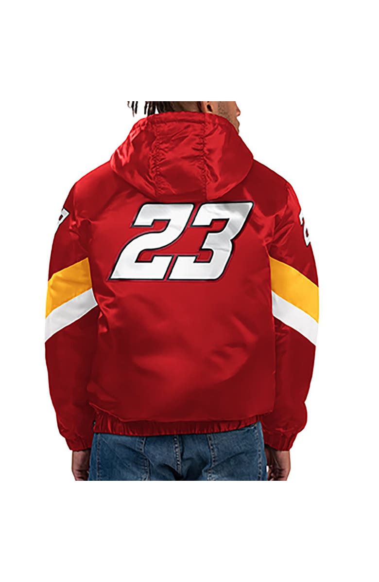 STARTER Men's Starter Red Bubba Wallace Home Team Satin Half-Zip Hoodie Jacket, Alternate, color, Red