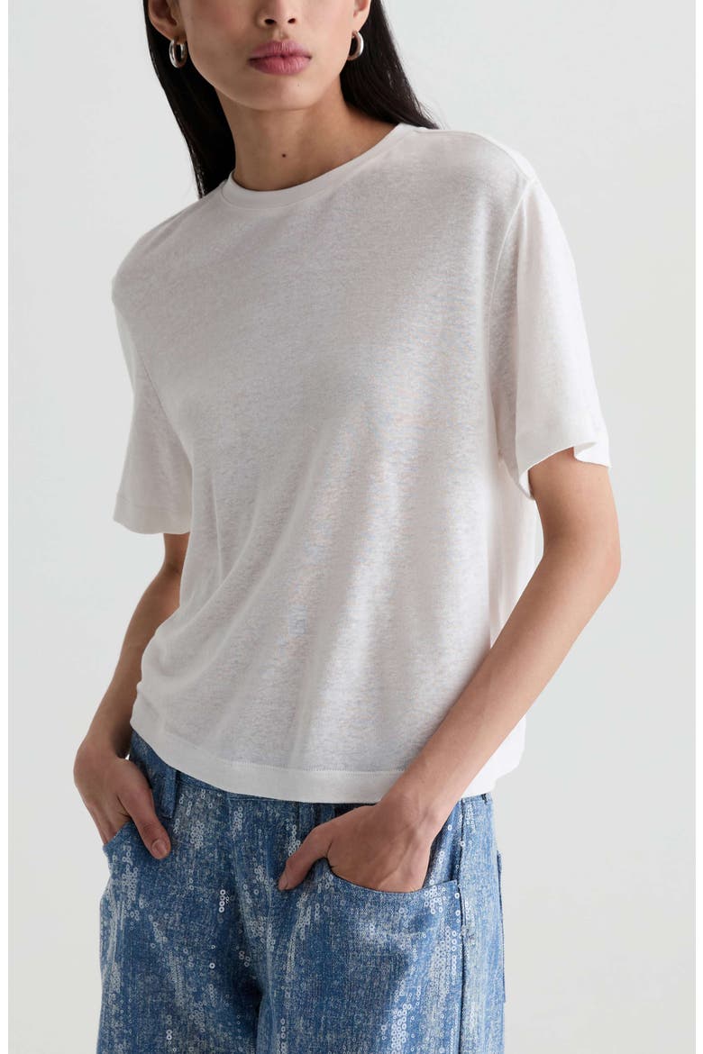 Charli Boxy Linen Blend T-Shirt, Alternate, color, POWDER