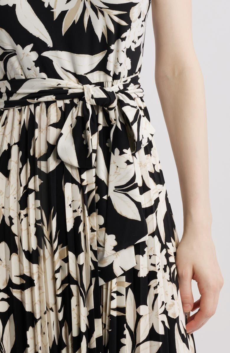 Anne Klein Floral Print Sleeveless Pleat Dress, Alternate, color,
