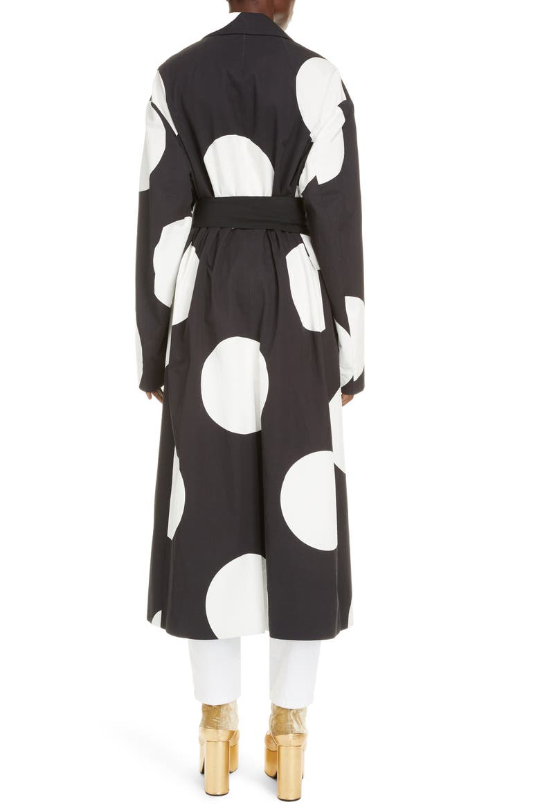 Ruberta Dot Cotton Coat, Alternate, color, BLACK