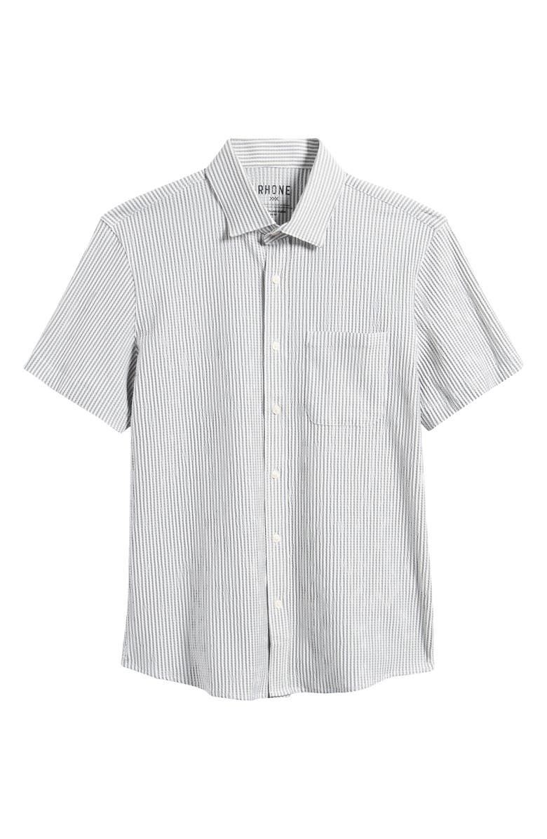 Rhone Commuter Stripe Seersucker Button-Up Shirt, Alternate, color, Stone Stripe