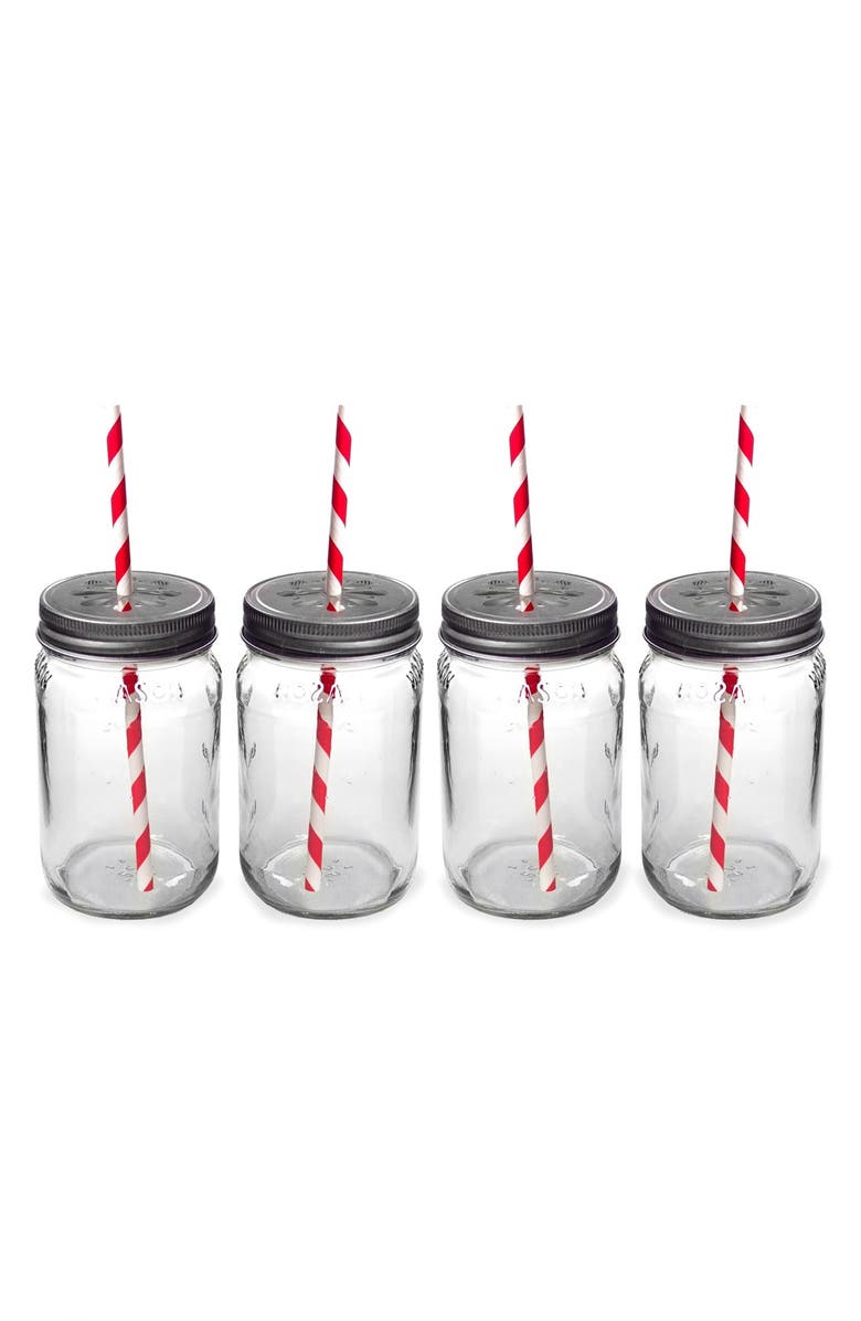 Cathy's Concepts Monogram Drinking Mason Jar Mugs, Main, color,