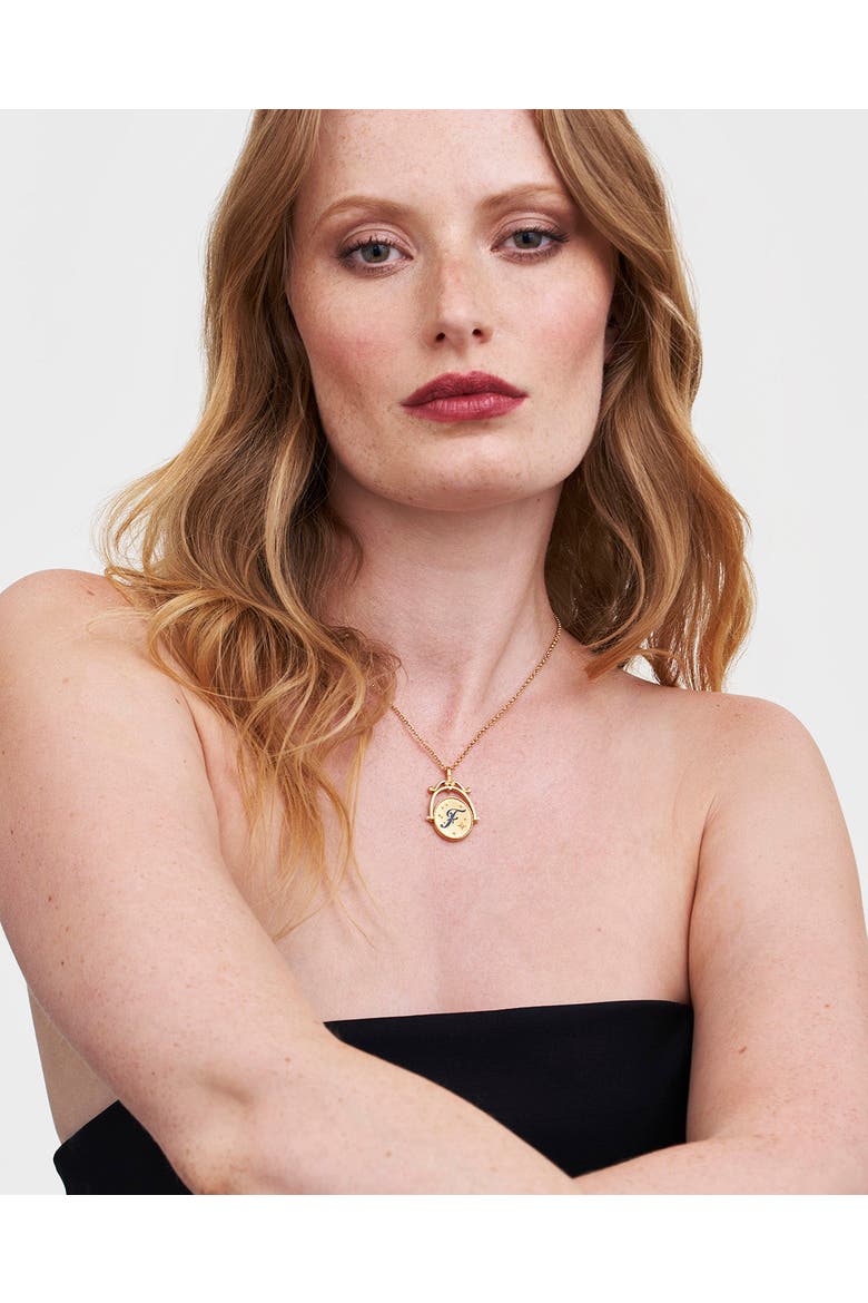 F Initial Forget-Me-Not Gold Spinner Chain Necklace, Alternate, color, Gold