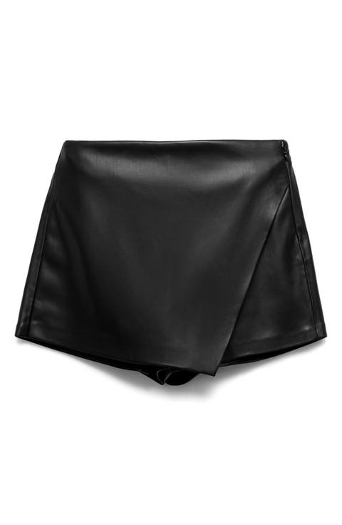 Wrap Faux Leather Skort