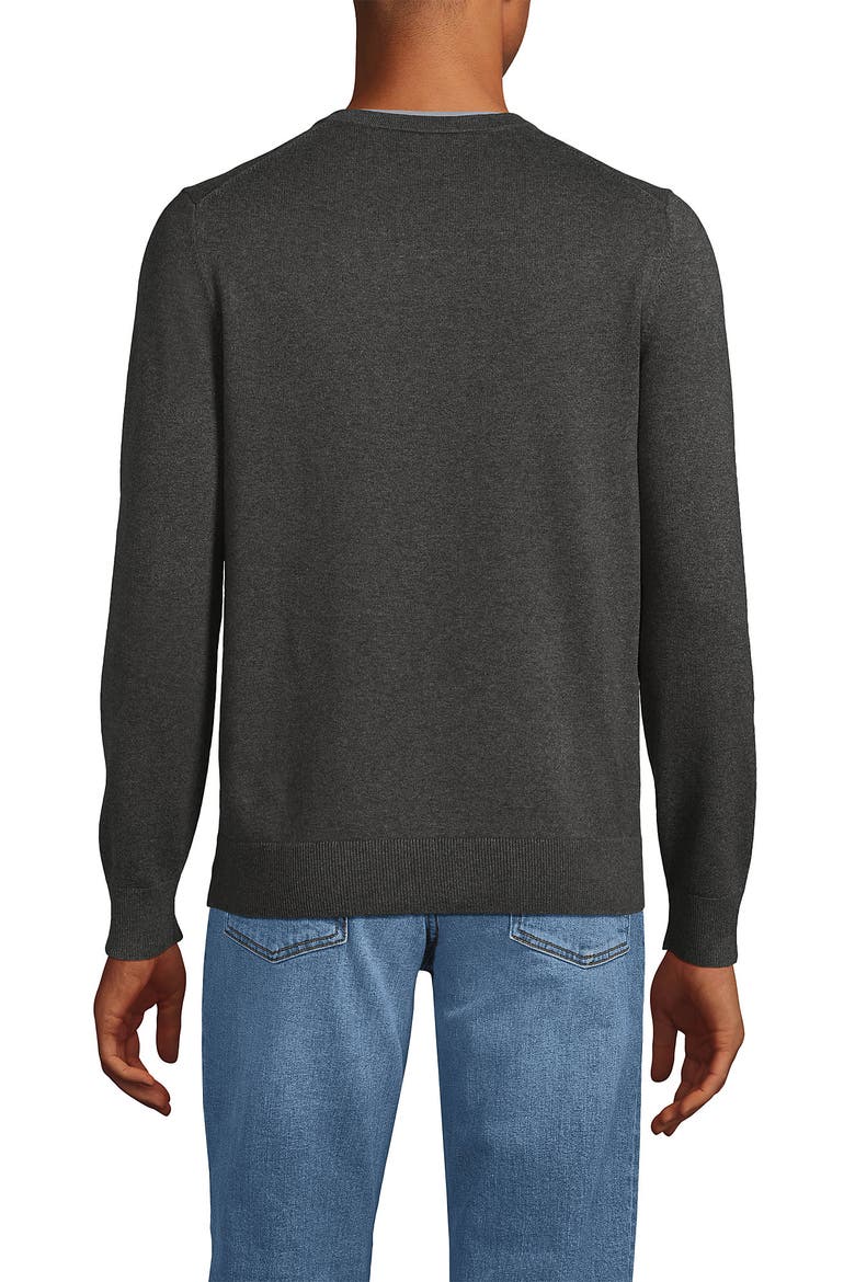 Fine Gauge Cotton V Neck Sweater, Alternate, color, Charcoal Heather