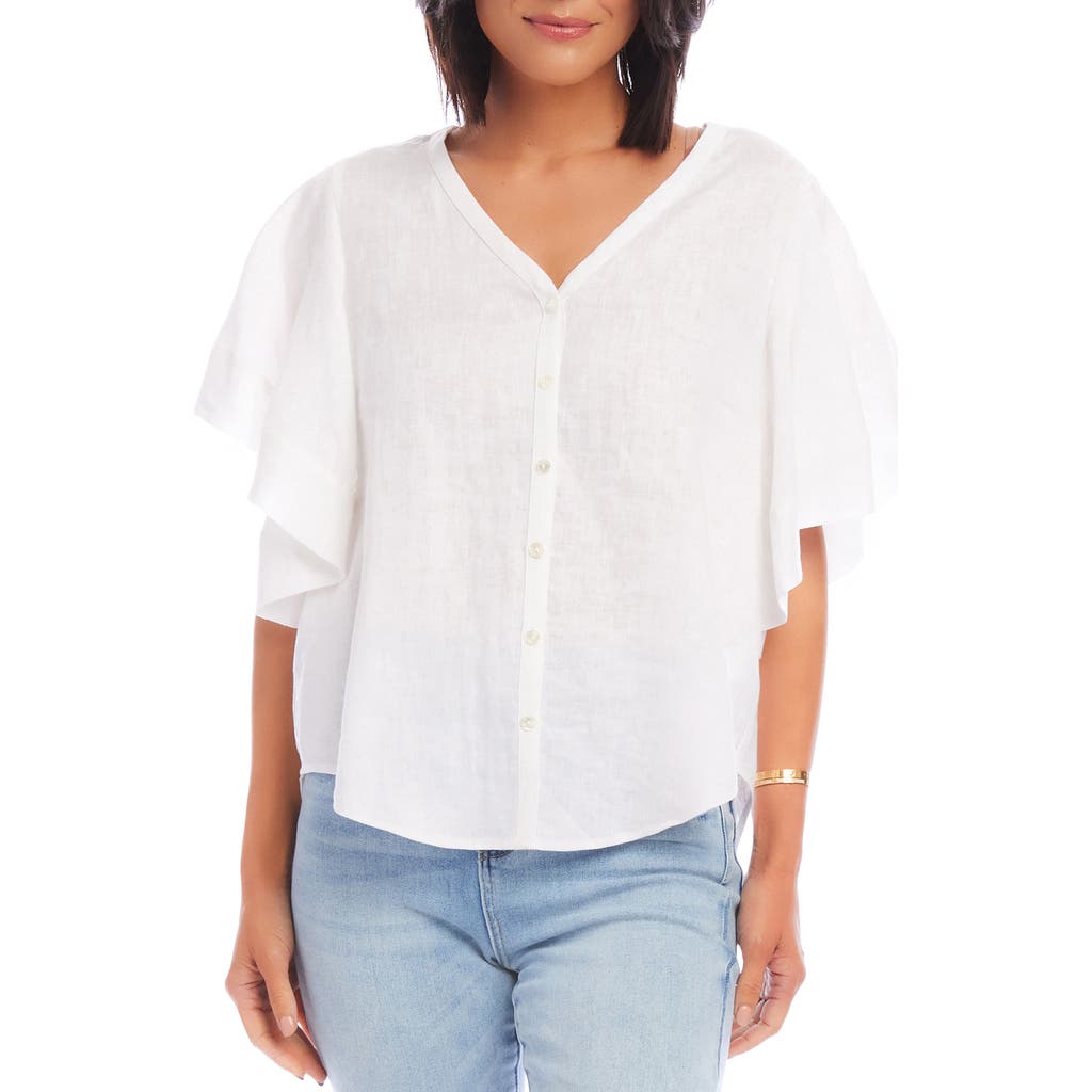 Karen Kane Flutter Sleeve Woven Linen Shirt