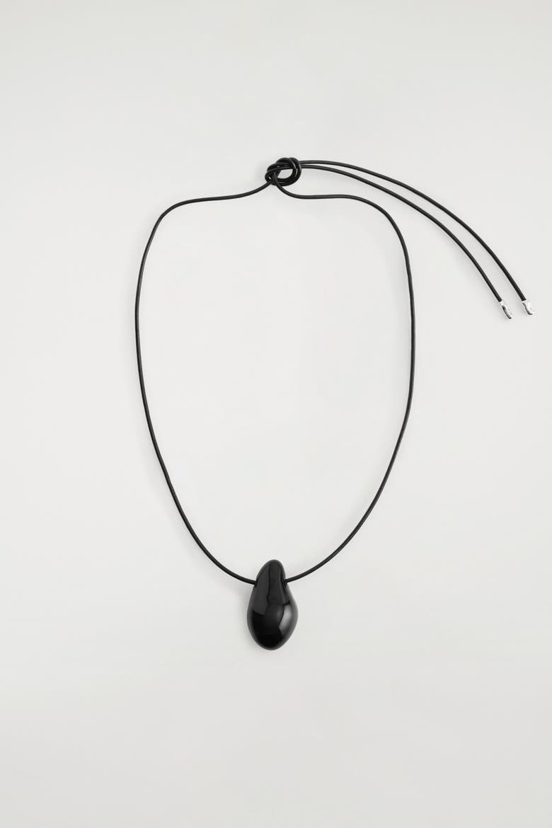 Domed Glass Pendant Necklace, Main, color, BLACK