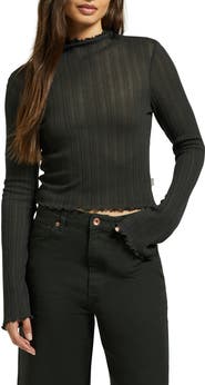 Brixton Rib Funnel Neck Top