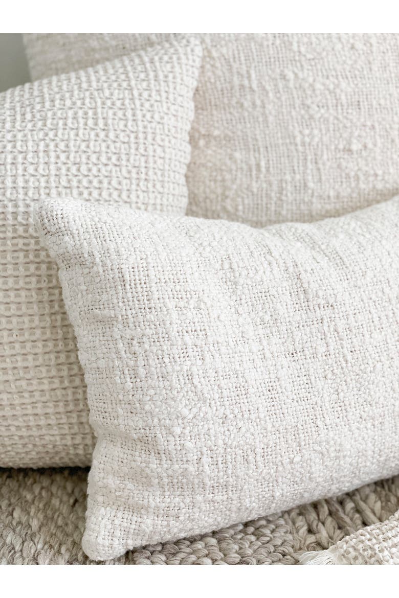 Cozy Cotton Boucle Lumbar Pillow with Down Insert, Alternate, color, White