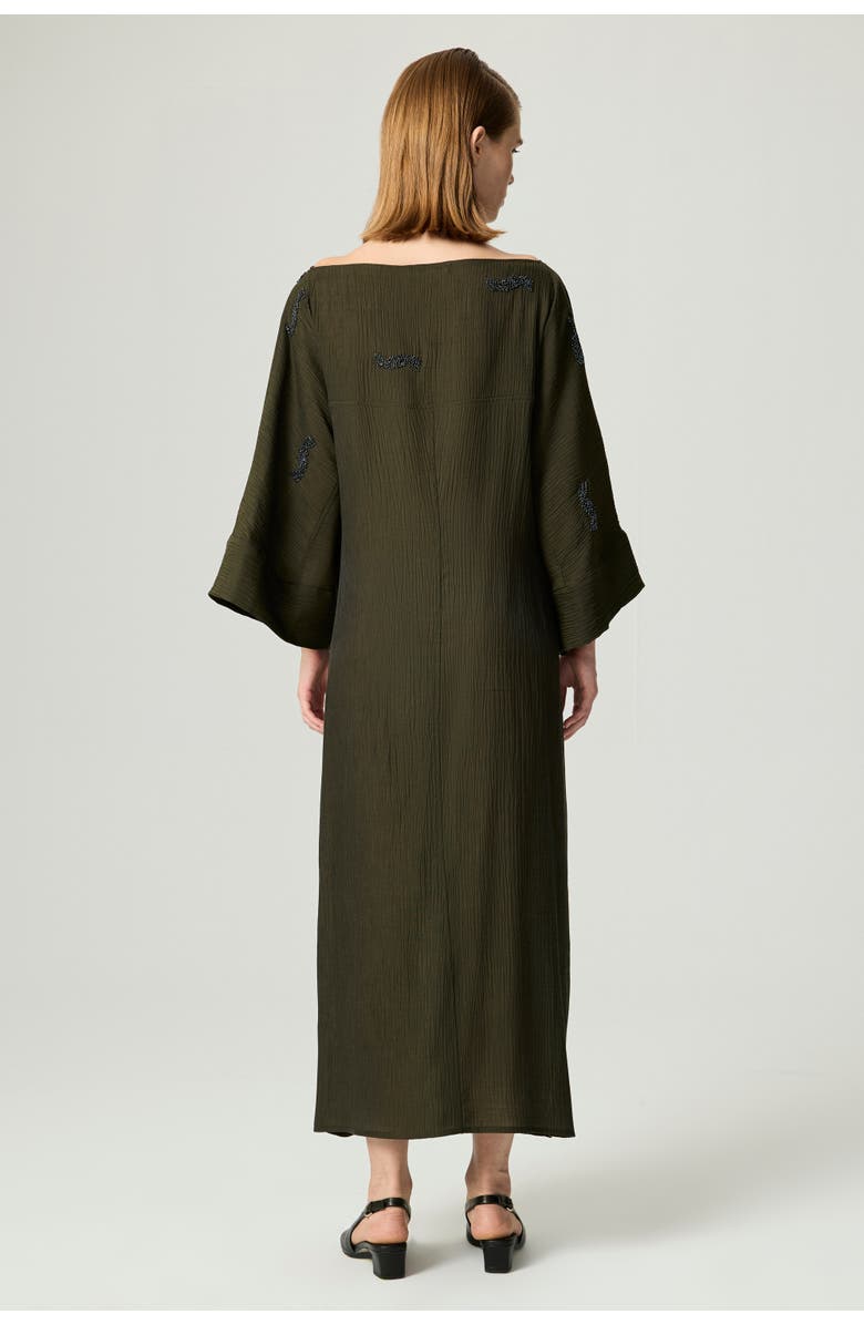 Nocturne Embroidered Crinkle-Knit Kimono Maxi Dress, Alternate, color, Khaki