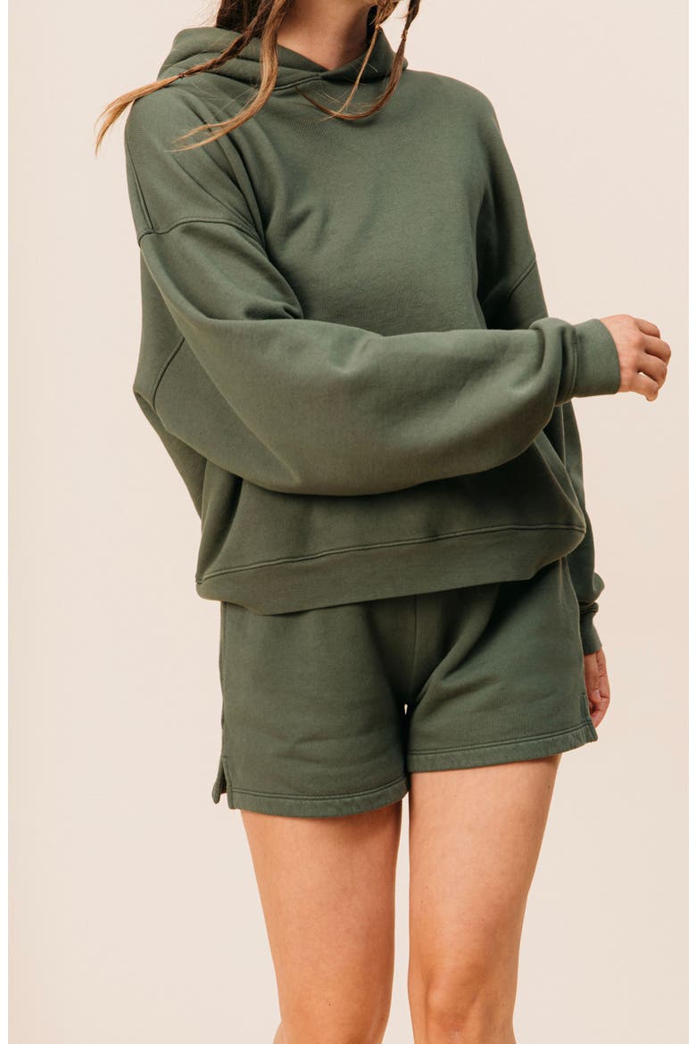 Women's Organic Cotton Teddy Oversized Hoodie, Alternate, color, Spruce